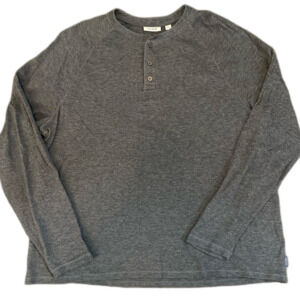 ROWM Henley Long Sleeve Grey 3 Button Mens Size XL 100% Supima Cotton